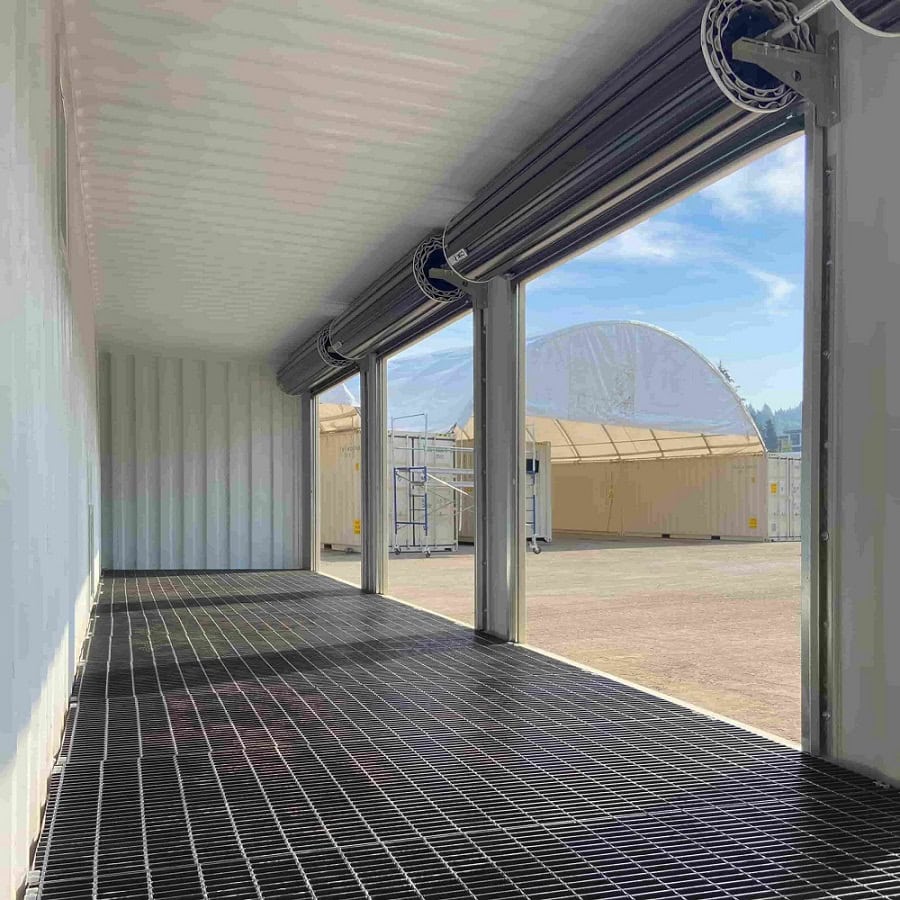 40’HC “CONTAINMENT CUBE” with 4 x Roll Up Doors - Container Tec Pty Ltd